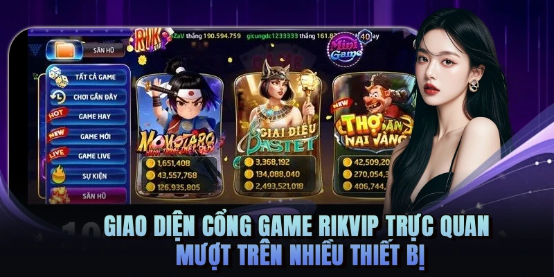 Giao diện cổng game RIKVIP trực quan, mượt trên nhiều thiết bị
