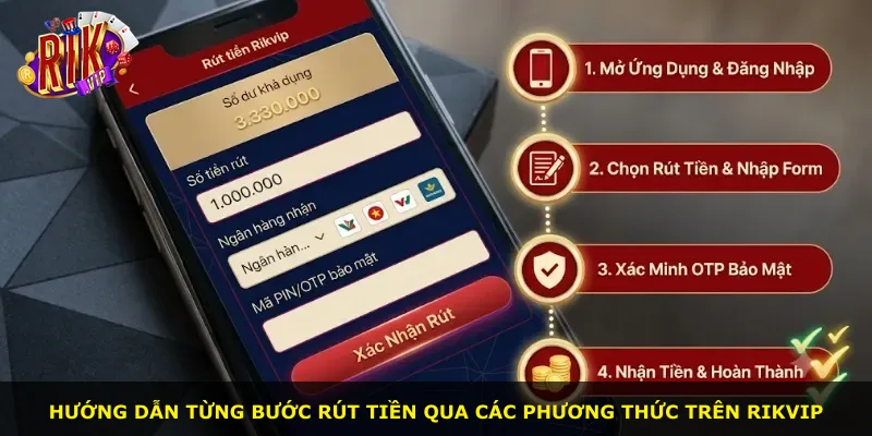 Hướng dẫn từng bước rút tiền qua các phương thức trên Rikvip