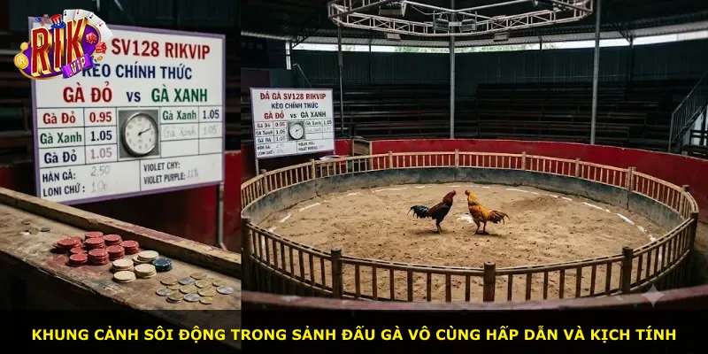 Khung cảnh sôi động trong sảnh đấu gà vô cùng hấp dẫn và kịch tính