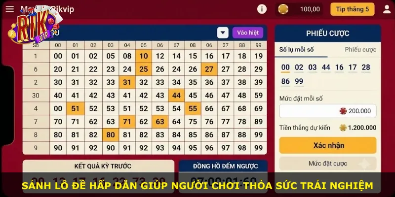 Sảnh lô đề hấp dẫn giúp người chơi thỏa sức trải nghiệm